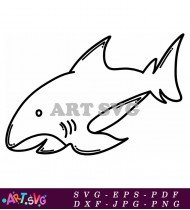 Shark Simple Black And White Cartoon Design SVG