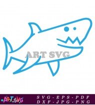 Blue Cartoon Outline Shark Illustration SVG