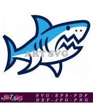 Blue Shark With White Sharp Teeth SVG