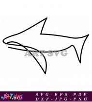 Shark Silhouette Outline Art Printable Template SVG