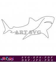 Line Drawing Silhouette Shark Clipart SVG