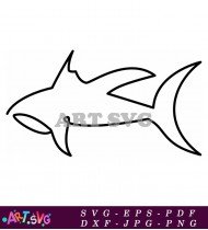 Shark Black And White Cartoon Vector SVG