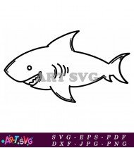 Shark Illustration Silhouette Outline Design SVG