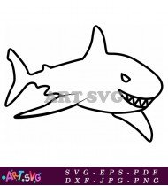 Simple Line Drawing of a White Shark Cartoon SVG