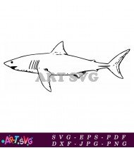 Simple Shark Drawing for Kids Printable Template SVG