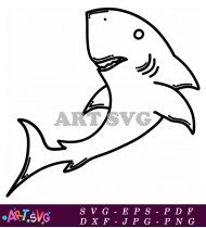 Shark Cartoon Character Clip Art Black And White SVG