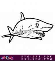 Great White Shark Drawing Simple Printable SVG