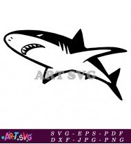 Cartoon Shark Outline With Sharp Teeth SVG