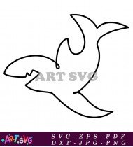 Cartoon Outline Image Of Shark SVG