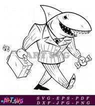 Shark Cartoon In A Suit SVG