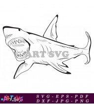 Cartoon shark silhouette with open mouth teeth SVG