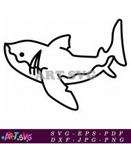 Cartoon outline of a swimming shark SVG