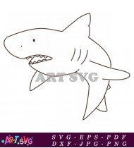 Simple outline cartoon drawing of a shark SVG