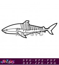 Cartoon outline of a shark swimming SVG