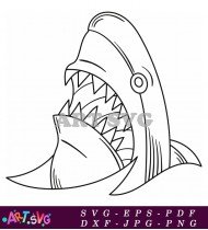 Shark illustration with teeth in ocean SVG