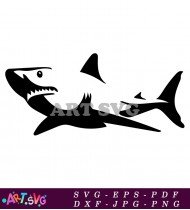 Simple cartoon shark illustration outline SVG