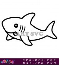 Funny Cartoon Shark Character Smiling With Tongue Out SVG