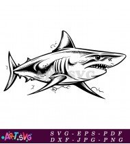 Cartoon Shark Character With Sharp Teeth And Fins SVG