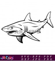 Simple Black And White Shark Illustration For Kids SVG