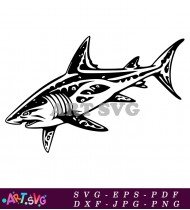 Simple Black And White Drawing Of A Shark SVG