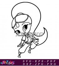 Cartoon Girl Wearing A Fancy Dress SVG