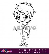 Cartoon Boy Coloring Page For Kids SVG