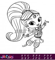 Cartoon Girl Coloring Pages Printable SVG