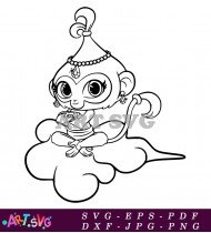 Cartoon Monkey Coloring Page Simple SVG