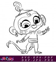 Cartoon Monkey Coloring Page With Crown SVG