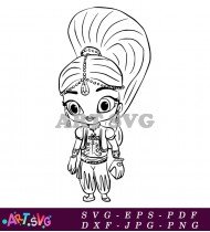 Cute Cartoon Girl Coloring Page Simple SVG