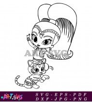 Cute Cartoon Tiger Coloring Page Free SVG 2