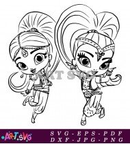 Shimmer and Shine Printable Coloring Sheet SVG