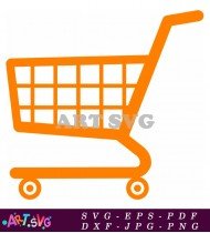 Orange Shopping Cart Design with White Wheels SVG