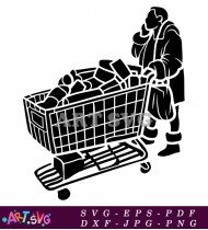 Illustration of a Person With a Shopping Cart SVG 2