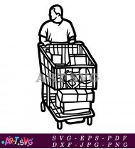 Simple Shopping Cart With Person Pushing Cart SVG 1