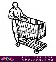 Simple Shopping Cart With Person Pushing Cart SVG 4