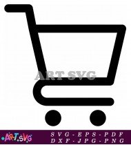 Empty Black Shopping Cart Simple Outline SVG