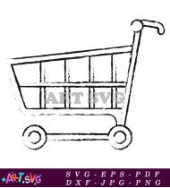 Black And White Shopping Cart Sketch SVG