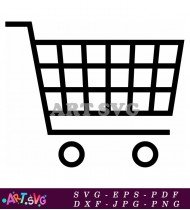 Black and White Shopping Cart Icon SVG 1