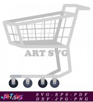 Black and White Shopping Cart Vector SVG