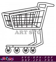 Black and White Shopping Cart Outline SVG 2