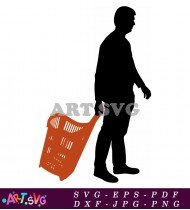 Man Pushing Shopping Cart With a Basket SVG