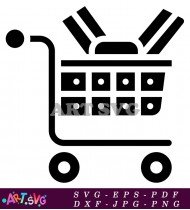 A Detailed Black and White Shopping Cart SVG