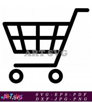 Classic Black Shopping Cart Illustration With Wheels SVG