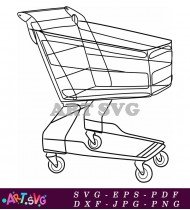 Grocery Cart Icon With Line Design SVG