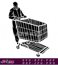 Shopping Cart Silhouette Black And White Design SVG