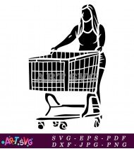 Black And White Shopping Cart With Handle SVG