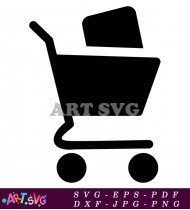 Shopping Cart With Handle Isolated On White Background SVG 3