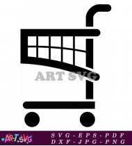 Black And White Shopping Cart Icon SVG 2