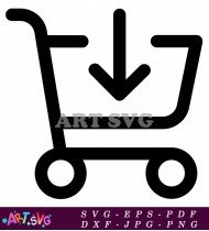 Shopping Cart Icon With Arrow Downwards SVG